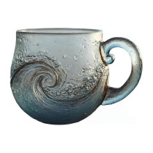 (1pcs) Handmade Sea Wave Glass Mug Ocean Inspired Drinking Cup Festival Gift