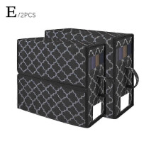 (Black) 2PCS Bed Sheet Organizer Bed Sheet Storage Box for Pillowcases Blanket Towels