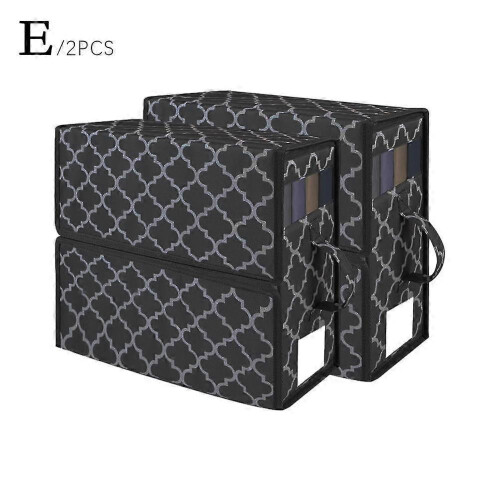 (Black) 2PCS Bed Sheet Organizer Bed Sheet Storage Box for Pillowcases Blanket Towels