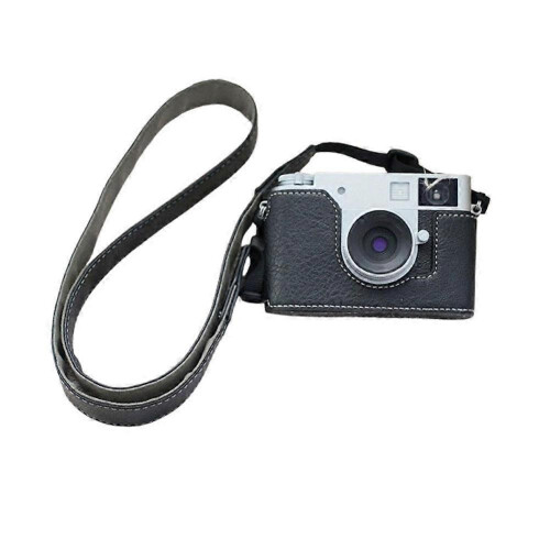 (Black Case with shoulder strap) For Fuji Xhalf Protective Cover For Xhalf Half-Grid Camera Bag Base Leather Case