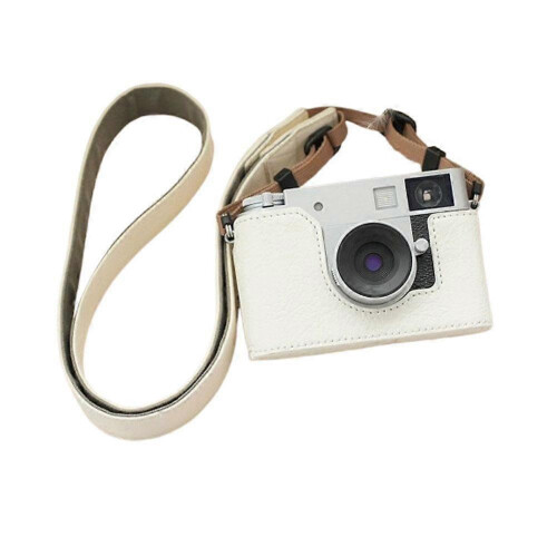 (White Case with shoulder strap) For Fuji Xhalf Protective Cover For Xhalf Half-Grid Camera Bag Base Leather Case