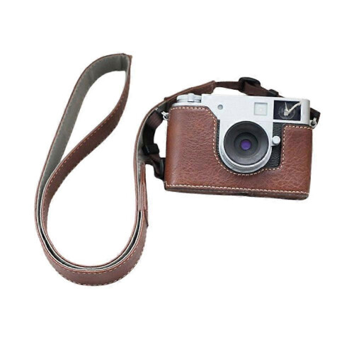 (Coffee Case with shoulder strap) For Fuji Xhalf Protective Cover For Xhalf Half-Grid Camera Bag Base Leather Case