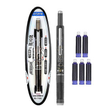 (Black) Fountain Pen Retractable Ink Transparent Barrel Includes 5 Refillable Ink