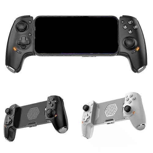 (Black) Mobile Phone Telescopic Game Controller Hall Bluetooth TypeC Dual Mode
