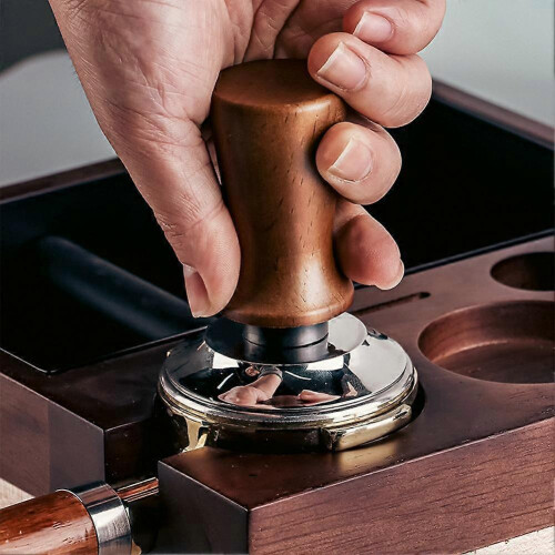 (51mm) Coffee Powder Press Solid Wood Handle and Stainless Steel Elastic Powder Ham 2