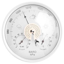Digital Indoor Hygrometer Portable 3 in 1 Wall Hanging Weather Thermometer Barometer Hygrometer Home Decor 132MM Use for Different Environment (White,