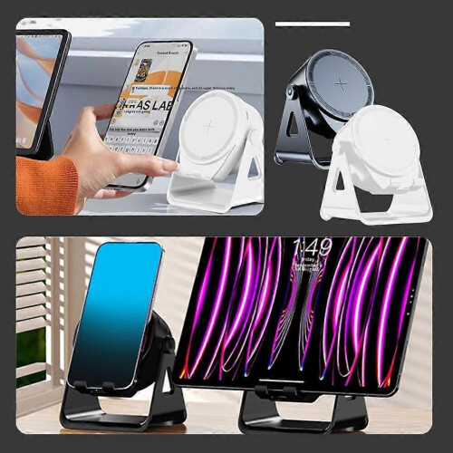 (White) Wireless Mobile Phone Bluetooth Speaker Intelligent Induction Speaker Stand 1