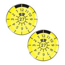 (yellow 27) German License Plate Emission And Inspection Sticker Set