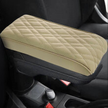 (Beige) Small Car Armrest Box Height Increasing Pad Universal Type