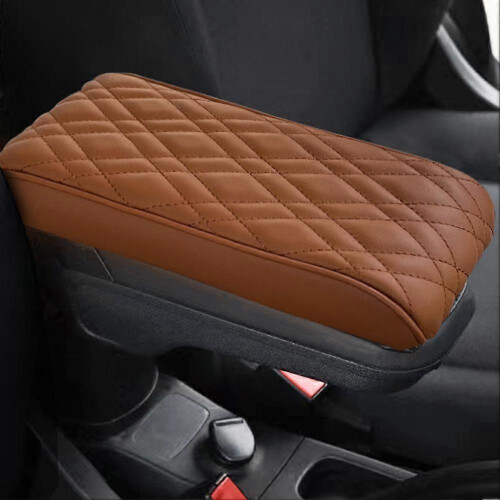 (Brown) Small Car Armrest Box Height Increasing Pad Universal Type