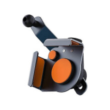 (Without magnetic, Orange) Aluminum Alloy Car Phone Holder Bracket Adjustable Multi-Angle Clasp Style