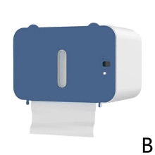 (Blue) Smart Paper Towel Dispenser Wall Mount Toilet Dustproof Paper Storage Box