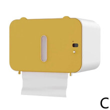 (Yellow) Smart Paper Towel Dispenser Wall Mount Toilet Dustproof Paper Storage Box
