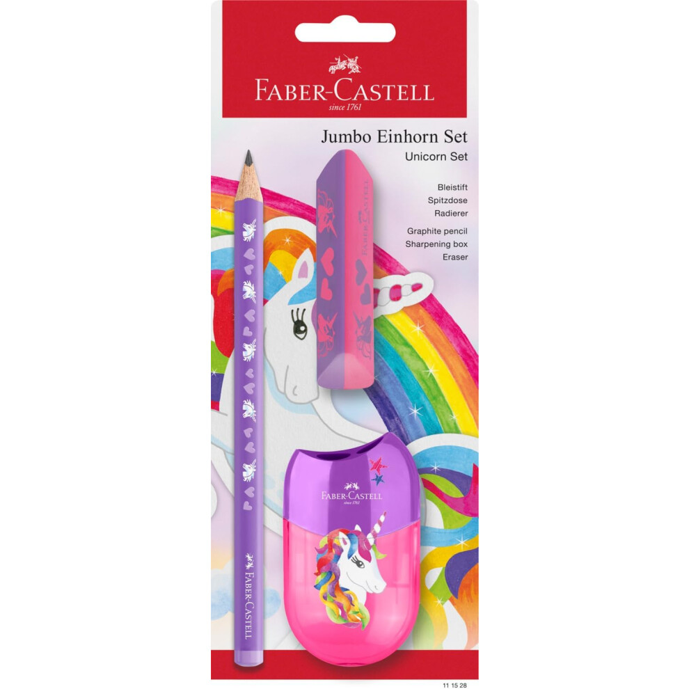 Faber-Castell Faber Castell Jumbo Set Pencil, Sharpener, Eraser Unicorn