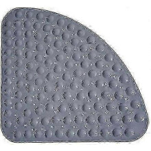 (Grau) Eckduschmatte aus Gummi, rutschfest, antibakteriell, mit Saugnapf für Dusche oder Badewanne, rutschfeste Badewannenmatte, 54 x 54 cm