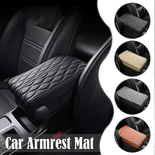 (A) Wave Embroider PU Leather Car Armrest Mat Center Console Arm Rest Protection 2