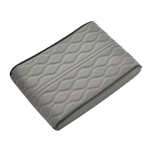 (C) Wave Embroider PU Leather Car Armrest Mat Center Console Arm Rest Protection