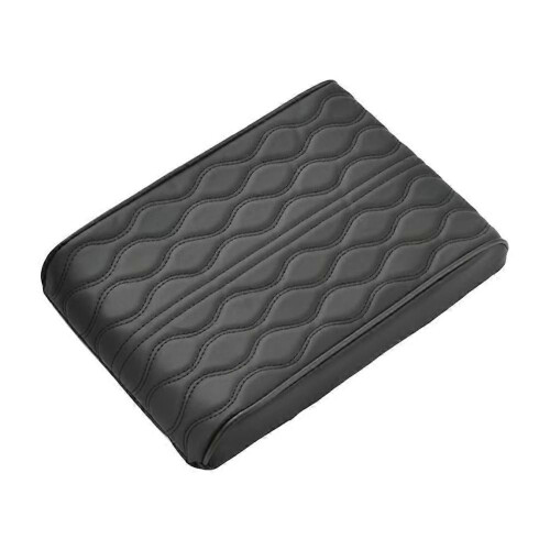 (A) Wave Embroider PU Leather Car Armrest Mat Center Console Arm Rest Protection