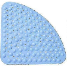 (Blaue) Eckduschmatte aus Gummi, rutschfest, antibakteriell, mit Saugnapf für Dusche oder Badewanne, rutschfeste Badewannenmatte, 54 x 54 cm
