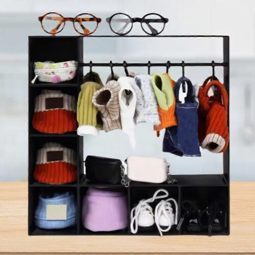 (Black) Doll Accessory Display Box, Character Clothing Storage 2