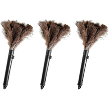 Retractable Feather Duster-Genuine Ostrich Feathers,Anti-Static,Reusable Eco-Friendly Handheld Cleaning for Keyboard,Home,Car,Office(10 to 15 Inches)