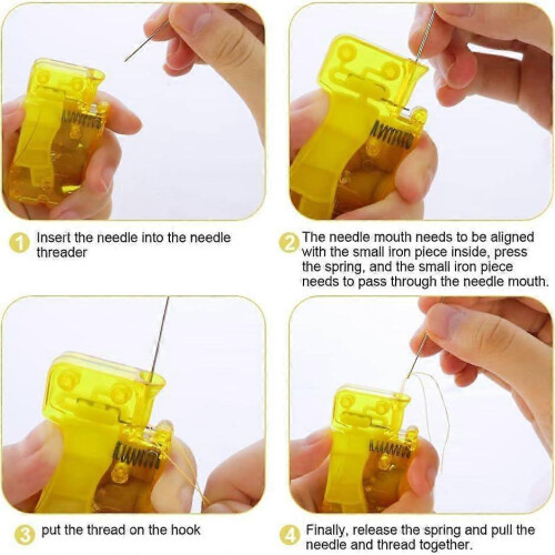 3.5x7.2cm 5 Pcs Automatic Needle Threader Easy Needle Threader Tool Self-Thread Guide Plastic Sewing Accessories Sewing Needle Device for Hand Stitchi 2