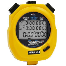 (Žluté) Elektronické stopky s pamětí a zobrazením času - digitální chronograf pro atletický trénink (vodotěsné 3x-100 m)