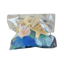 (Blue 2) Sea Glass For Crafts Seaglass Pieces Decor Flat Frosted Sea Blue White Green