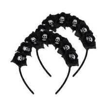 2-Pack Halloween Skull Headpiece Black Rose Flower Crown Headband the Dead Costume Flower Crown Headdress for Halloween Decor