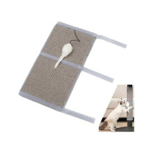 Cat Scratching Mat, 65 * 25 cm, Natural Sisal, Scratching Mat, Table Leg Mat for Cat, with Velcro, Mouse Toys, Protect Furniture, Cat Toy-Grey