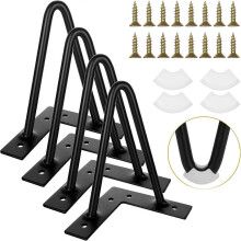 Set of 4 Hairpin Table Legs 15CM, Black Metal Coffee Table Leg with Screws, Industrial Furniture Legs for Coffee Table, Cabinet, with Rubber Floor Pro