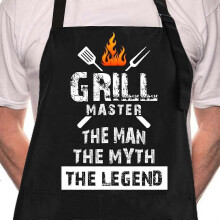 Funny BBQ Black Chef Aprons for Men, Grill Master Adjustable Kitchen Cooking Aprons with Pocket Waterproof Oil Proof Fathers Day/Birthday