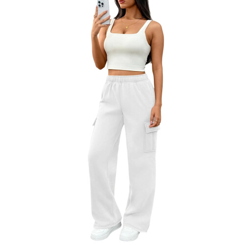 Damen-Jogginghose, weites Bein, Cargohose,-Dunkelgrau M 2