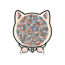 (D) 135-Piece Morandi-Colored Cat Shaped Wooden Jigsaw Puzzle, Wooden Puzzle