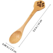2 PCS Creative Wooden Spoons Cute Cat Design Kitchen Utensils for Soup Salad and Dessert with Smooth Finish for Adults