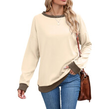 Übergroßes Damen-Sweatshirt mit Rundhalsausschnitt,-Aprikose S