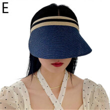 (Blue) Women Sun Hats Female Outdoor Visor Beach Cap Brethable Empty Top Straw Cap