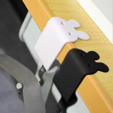 2 Pcs Heavy Duty Purse Hook for Table - Foldable Handbag Hanger for Desk - Rabbit Shaped (1 Black + 1 White)
