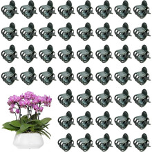 100 Pieces Orchid Support Clips, Plastic Orchid Clips, Garden Vine Fixing Clips, Mini Plant Support Clips, for Climbing Plants, Dark Green