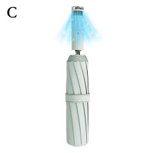 (green) USB Chargeable Foldable Umbrella with Fan Beach Portable UV Umbrella