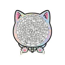 (C) 135-Piece Morandi-Colored Cat Shaped Wooden Jigsaw Puzzle, Wooden Puzzle