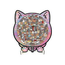 (A) 135-Piece Morandi-Colored Cat Shaped Wooden Jigsaw Puzzle, Wooden Puzzle