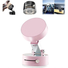 (Pink)Foldable Magnetic Vacuum Phone Holder, 360 Electric Suction Car Mount, Double-Sided Swivel Stand for Car, Mirror, Gym, Kitchen, Hands-Free Porta
