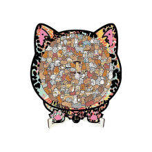 (B) 135-Piece Morandi-Colored Cat Shaped Wooden Jigsaw Puzzle, Wooden Puzzle