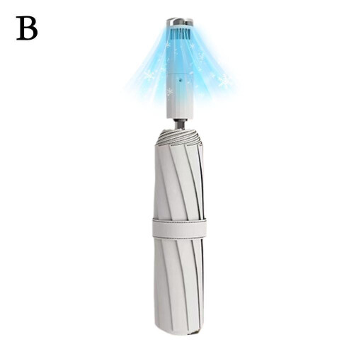 (gray) USB Chargeable Foldable Umbrella with Fan Beach Portable UV Umbrella