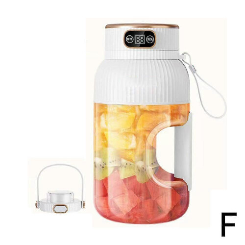 (White Single cup double lid) Portable Juicer Multifunctional Portable Juicer Cup with Digital Display