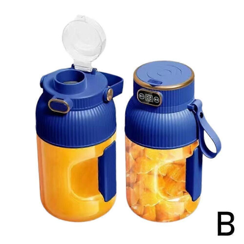 (Blue Two cups two caps) Portable Juicer Multifunctional Portable Juicer Cup with Digital Display
