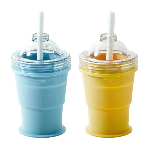 Ice Ball Maker With Leak Proof Silicone Cup And Straw For-Blue 1