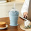 Ice Ball Maker With Leak Proof Silicone Cup And Straw For-Blue 3