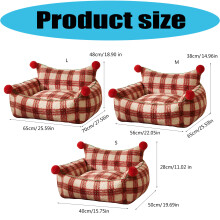 Oversized Dog Bed With Tartan Cover Elegant Thicken Cushion-M